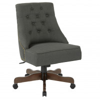 OSP Home Furnishings BP-REBEX-K26 Rebecca Tufted Back Office Chair in Charcoal Fabric with Nailheads with Coffee Base